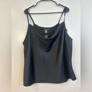 NWT Ashley Stewart Black Satin Cowl Neck Spaghetti Strap Tank Size 22/24